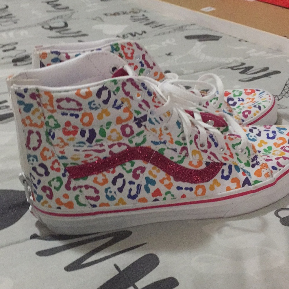 Cheetah print rainbow vans